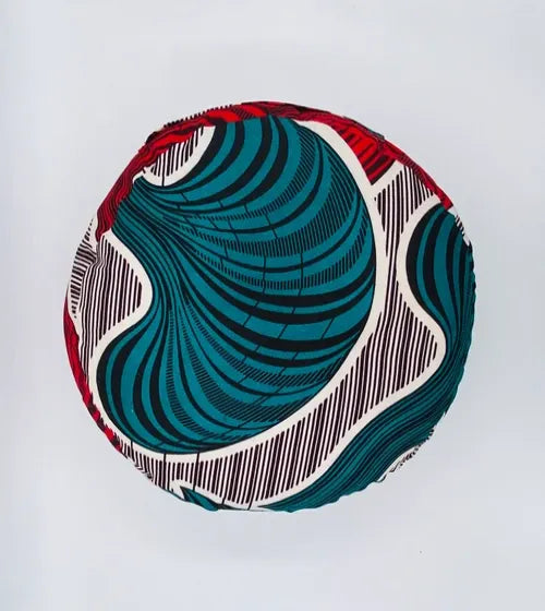 Coussin de yoga - Zafu- modèle ethnic wax flowers sea red