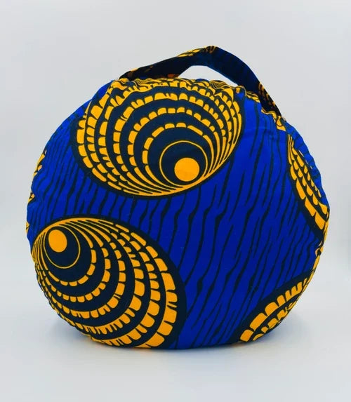 Coussin de yoga- zafu-pouf-accessoire_de_yoga-Modèle ethnic wax blue lagoon