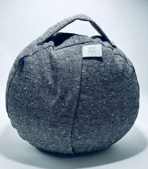 Coussin de yoga unique upcylcing - Zafu - gris chiné- accessoires de yoga- pouf -zafu - my-prana