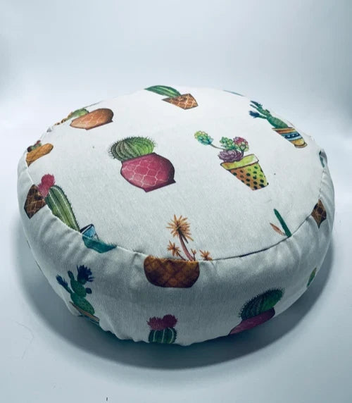 coussin de yoga - zafu - my-prana -modèle white cactus - accessoires de yoga- pouf- zafu
