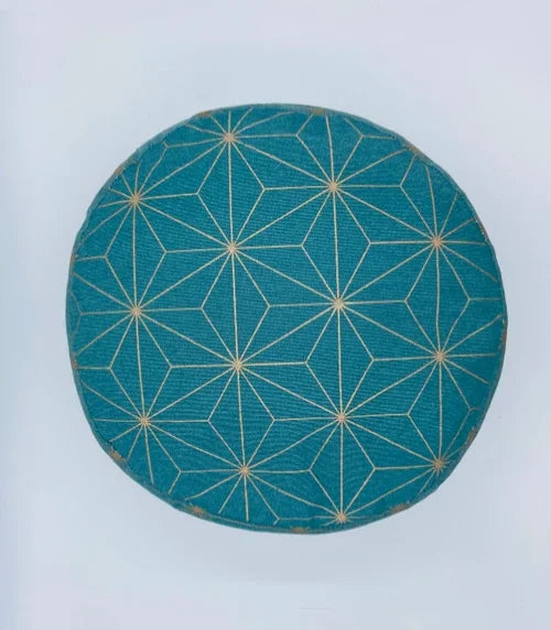 coussin de yoga - zafu -my-prana-modèle exclusif gold & bleu - accessoires de yoga- pouf - my-prana- zafu