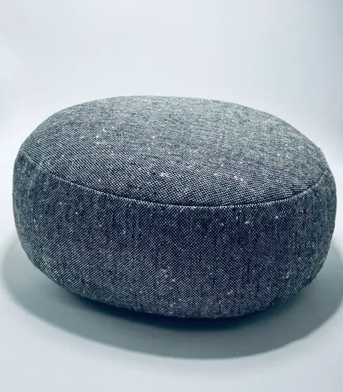 Coussin de yoga unique upcylcing - Zafu - gris chiné- accessoires de yoga- pouf -zafu - my-prana