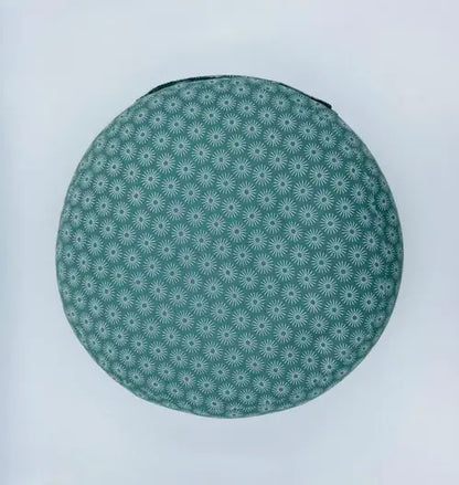 Coussin de yoga -Zafu- modèle méditation sunflowers vert d'eau- accessoires de yoga- pouf