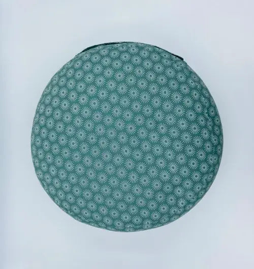 Coussin de yoga -Zafu- modèle méditation sunflowers vert d'eau- accessoires de yoga- pouf